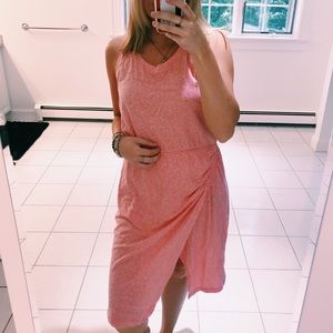 CASLON PINK CORAL SLEEVELESS MIDI SLIT DRESS